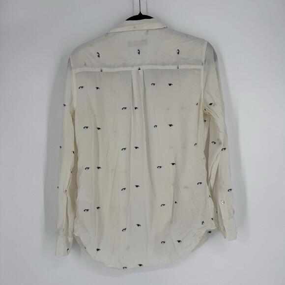 Equipment Kate Moss  top shirt womens medium M silk eye print button up office - Picture 6 of 6